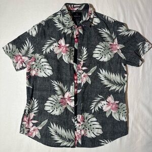 Denim & Flower Black and Pink Floral Casual Shirt